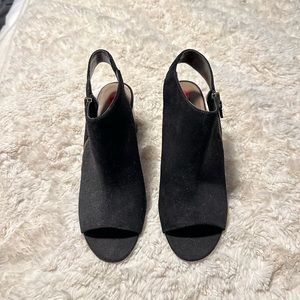 Kensie Black Suede Open Toe Booties 8.5